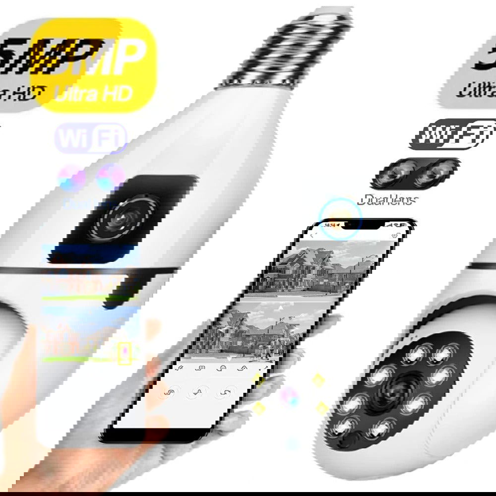 Wifi Bulb Camera Dual lance PTZ 2MP