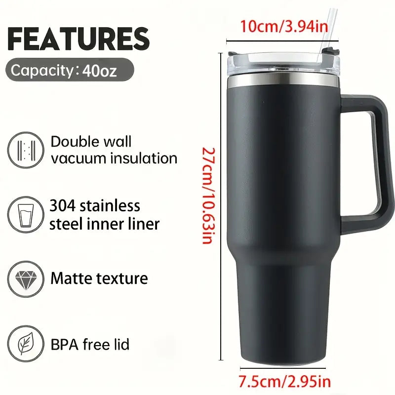 40oz Insulated Stainless Steel Tumbler with Straw