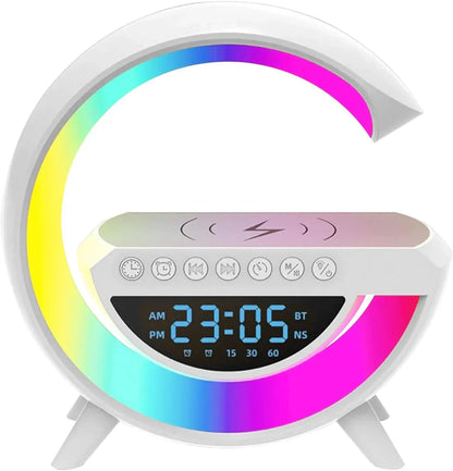 G shaped Lamp - Bluetooth Speaker- Wireless Charger & Digital Clock